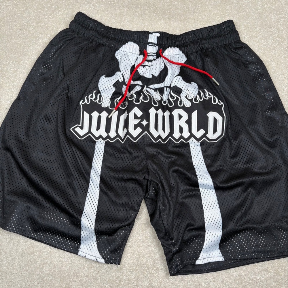 Headgear Classics Shorts Juice Wrld Skeleton Mesh Basketball Shorts Black Mens L
